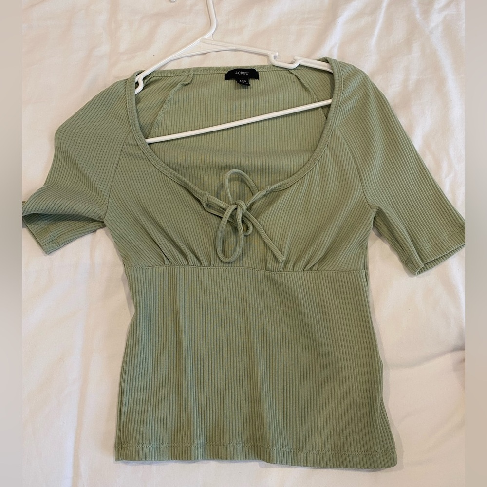 Light sage green empire waist tied top
